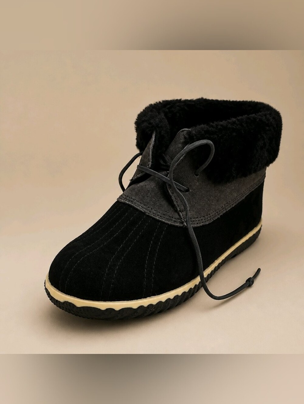 SPERRY Black Suede Fur Lined Boots